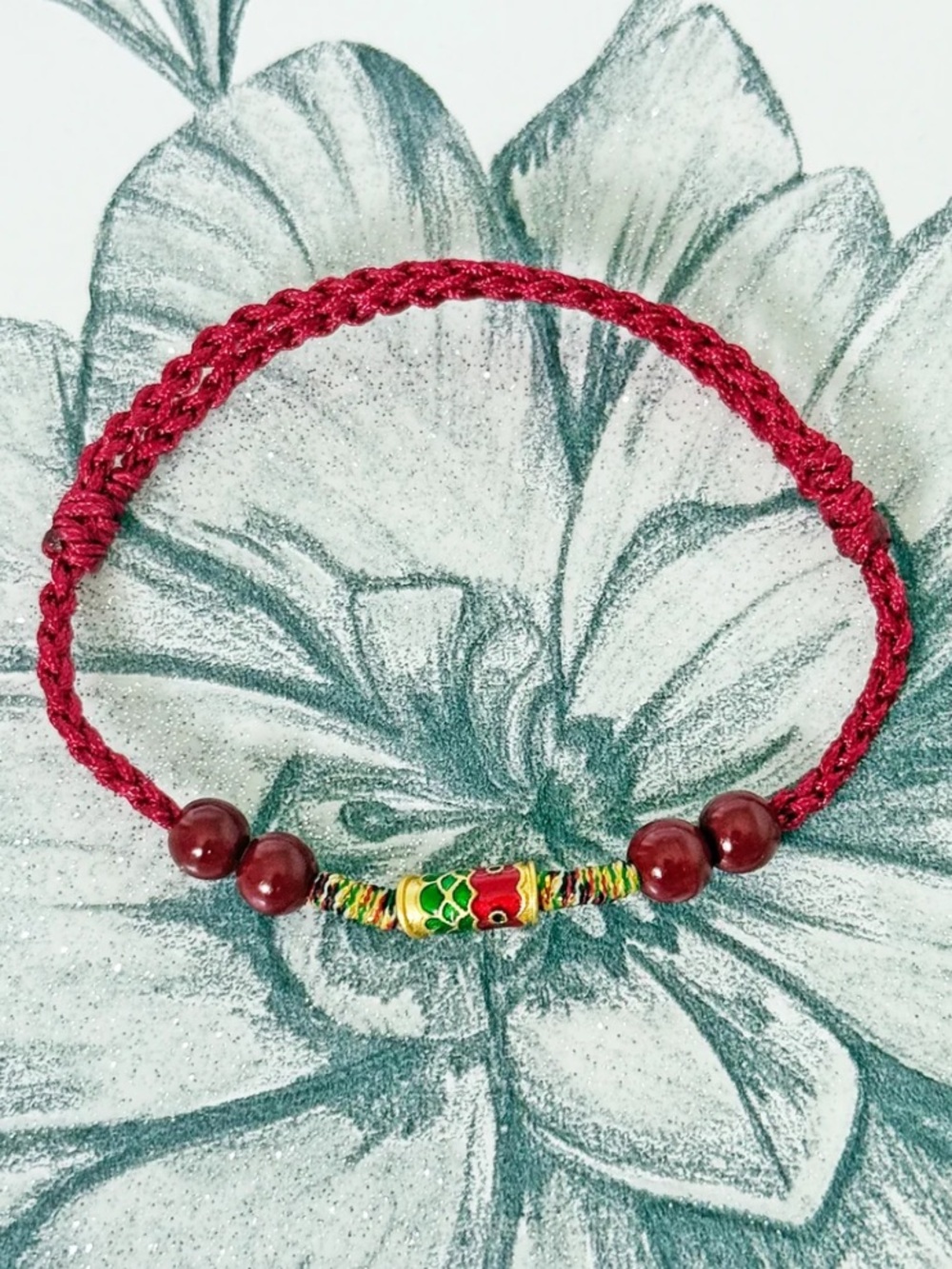Luck Trader Natural Cinnabar Koi Fish Adjustable Bracelet CC X